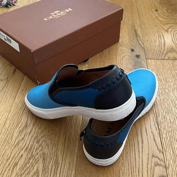Coach Men’s Union Slip On Sneakers Azure Blue Leather Limited w/ Box - Size 10 - Picture 7 of 14